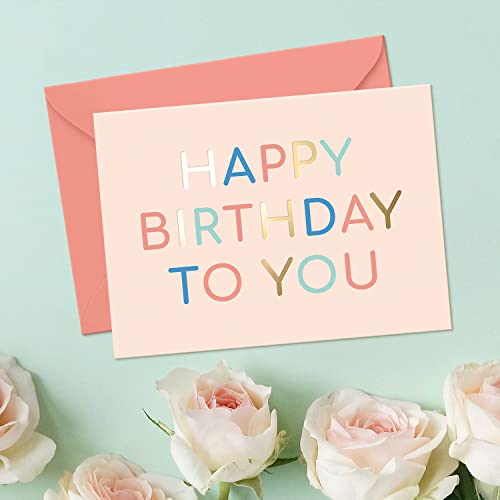 Luxury Gold Foil Birthday Card Set - 24 Bulk Assorted Cards