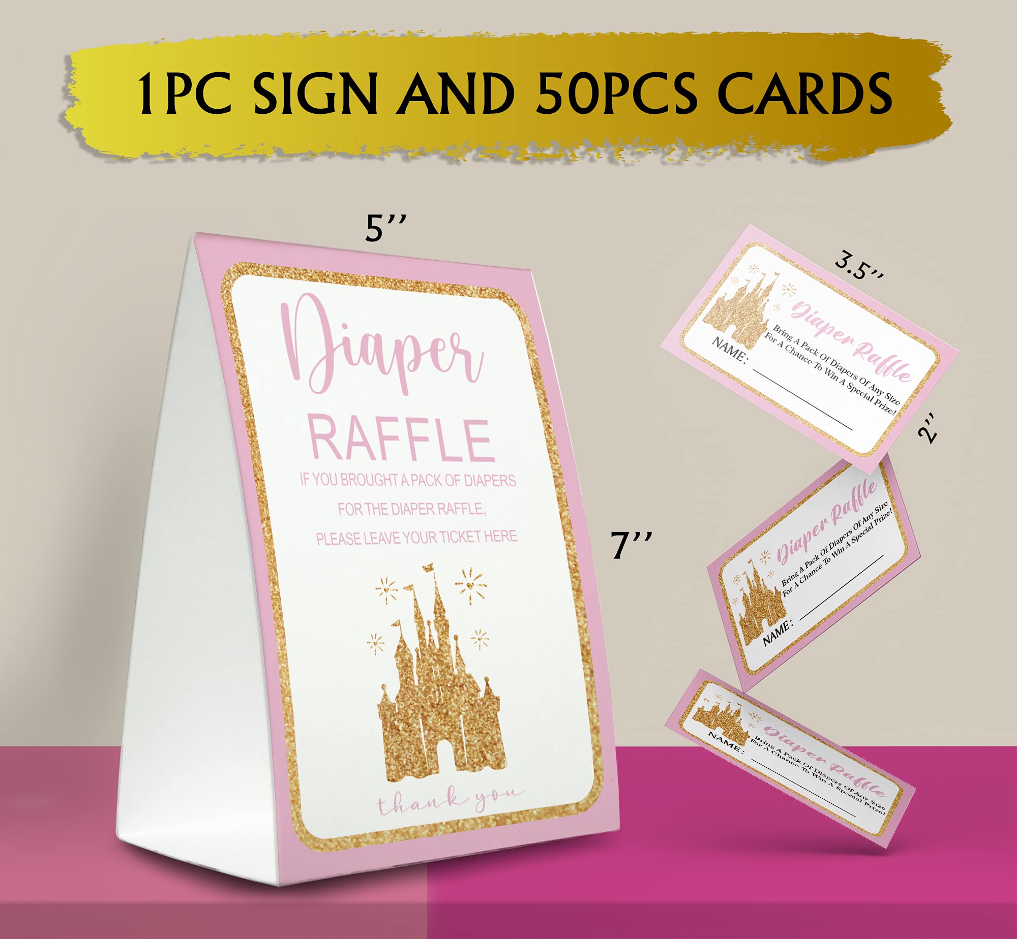 N16 Raffle Diaper Raffle Baby Shower Game Kit: Sign & 50 Cards