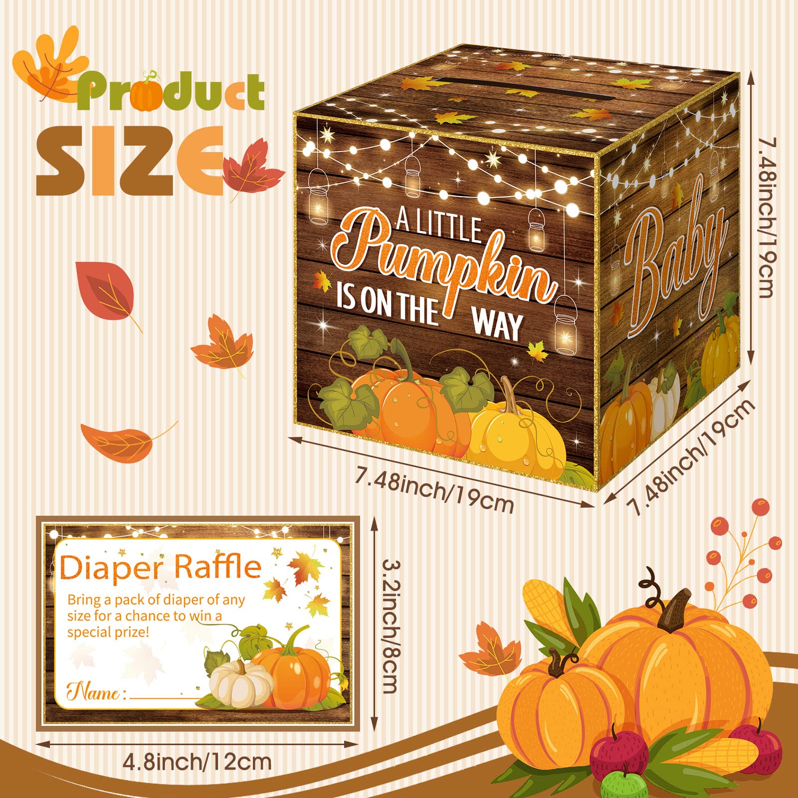 Fall Pumpkin Diaper Raffle Kit - 51 Tickets & Box