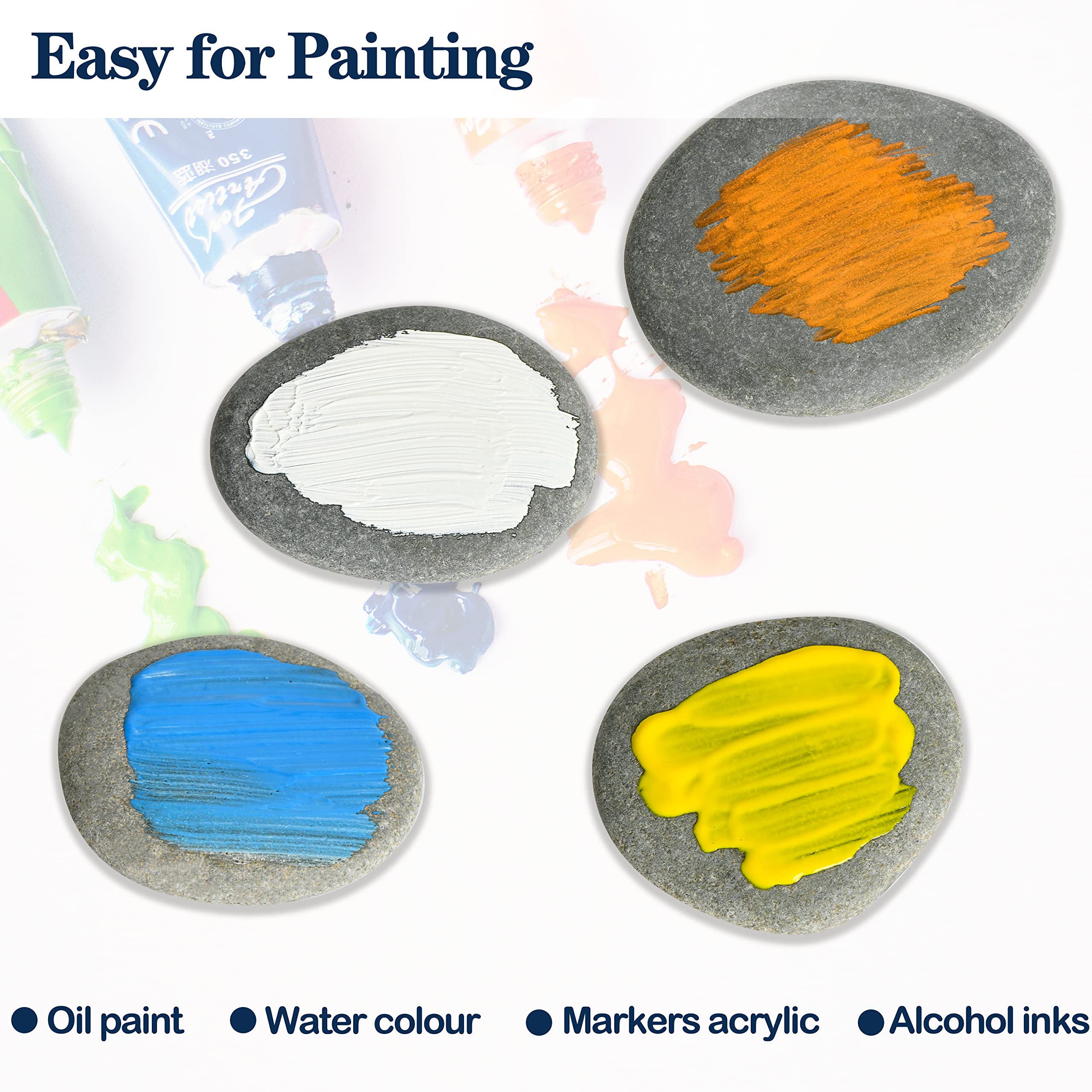 Smooth Rocks Paint Simetufy 15 Pcs Flat Painting Rocks for DIY Crafts