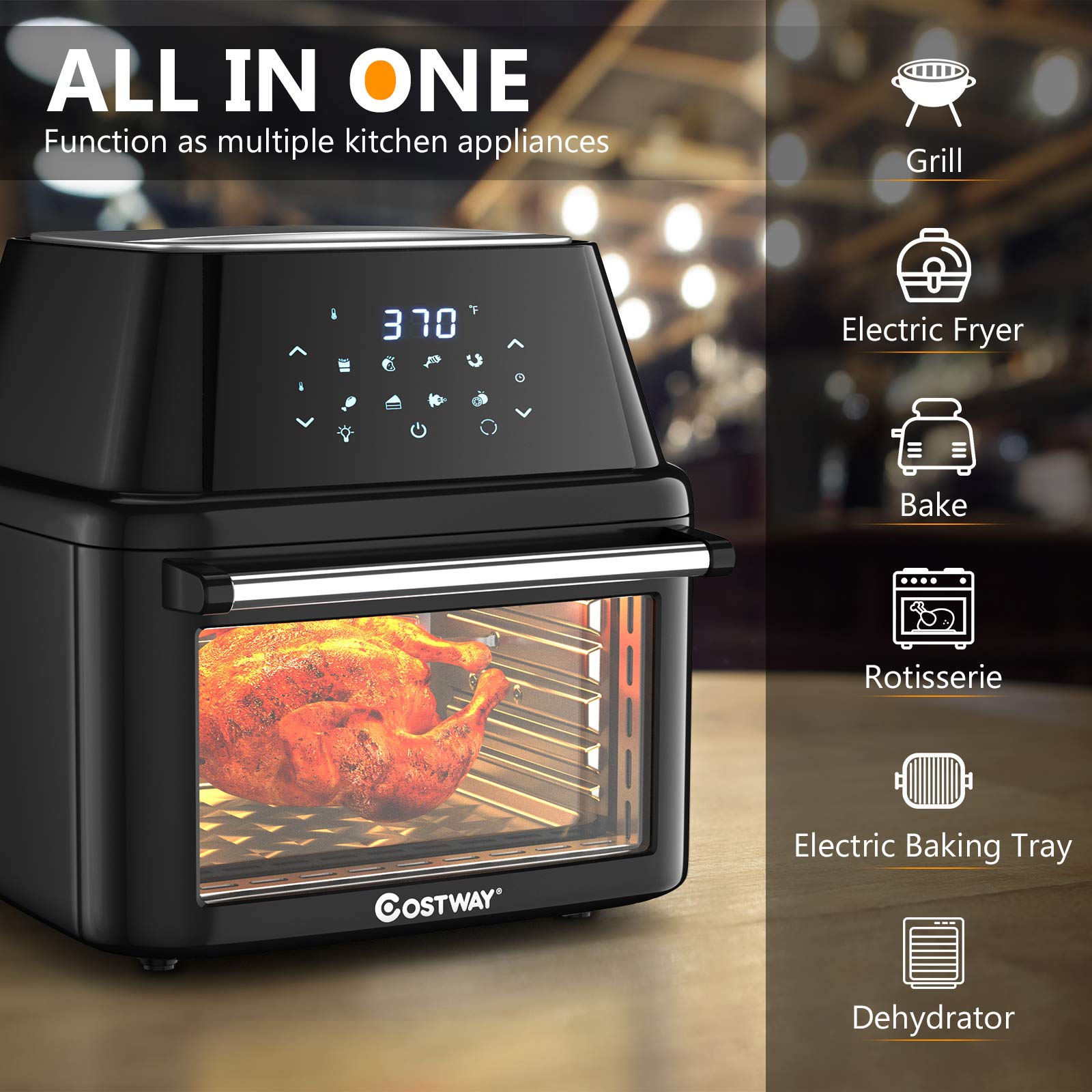 Programmable Toaster COSTWAY 8-in-1 Air Fryer Toaster Oven - Healthy Cooking