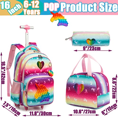 Meetbelify Unicorn Rolling Backpack for Girls