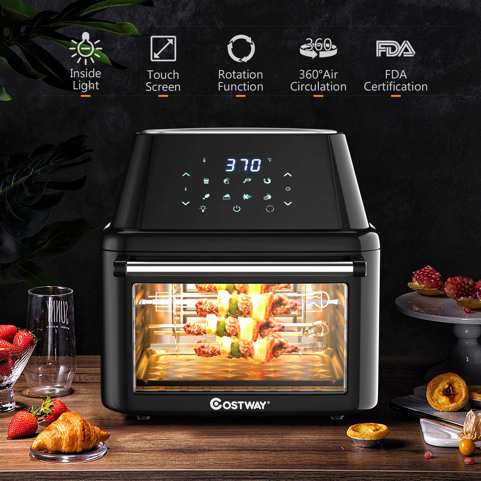 Programmable Toaster COSTWAY 8-in-1 Air Fryer Toaster Oven - Healthy Cooking