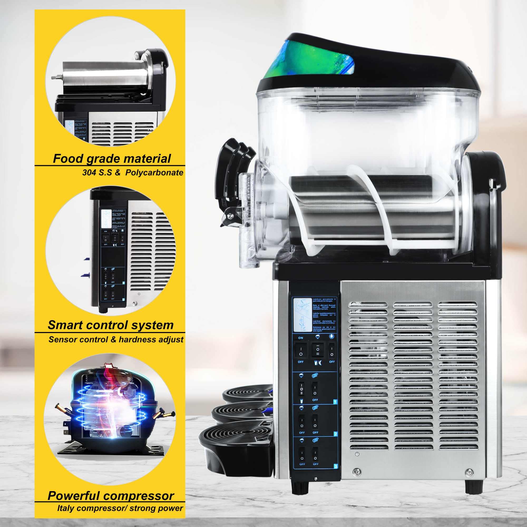 REEGIN-TECH Slushy Machine - 3 Bowls, 110V Power