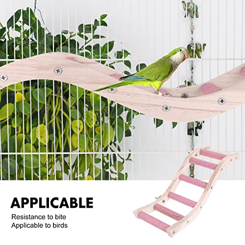 Pink Wooden Parrot Ladder Toy for Active Birds