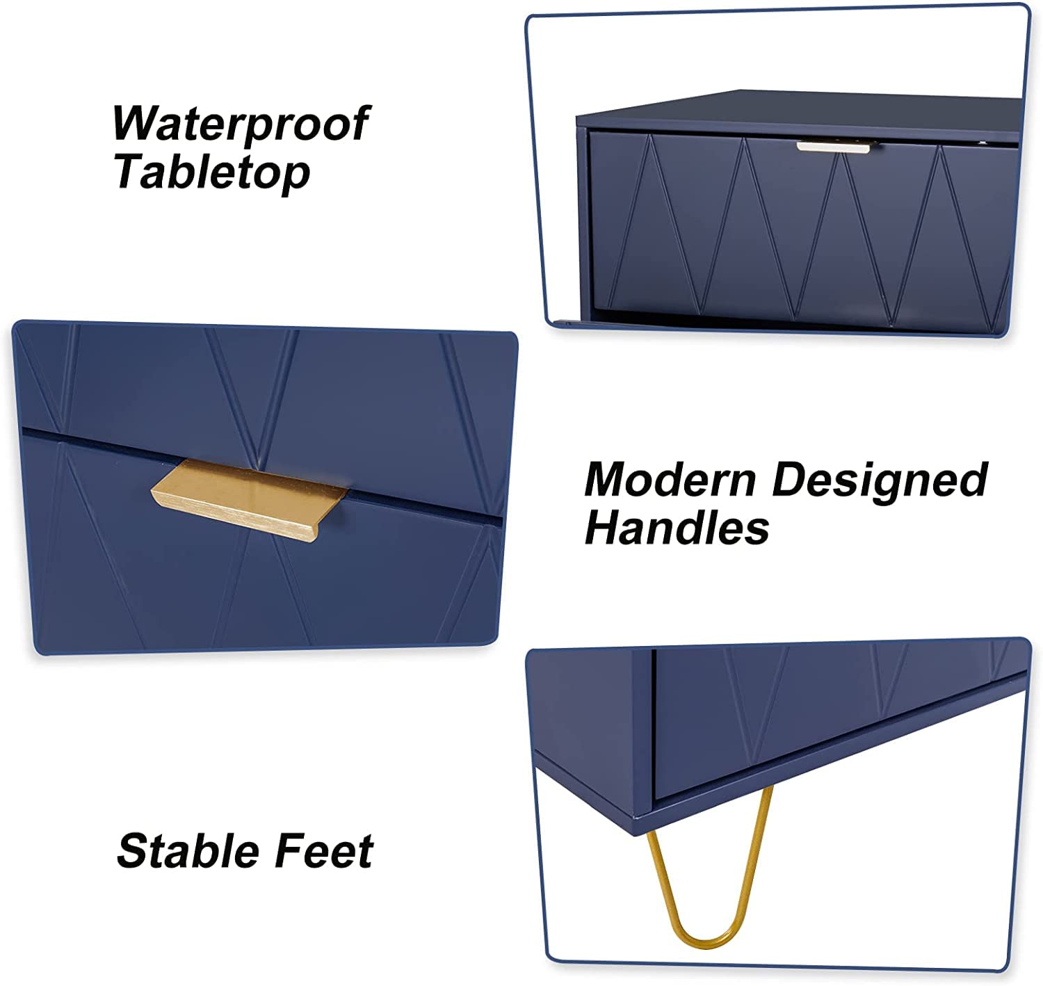 Stylish Navy Blue 4 Drawer Dresser - UEV