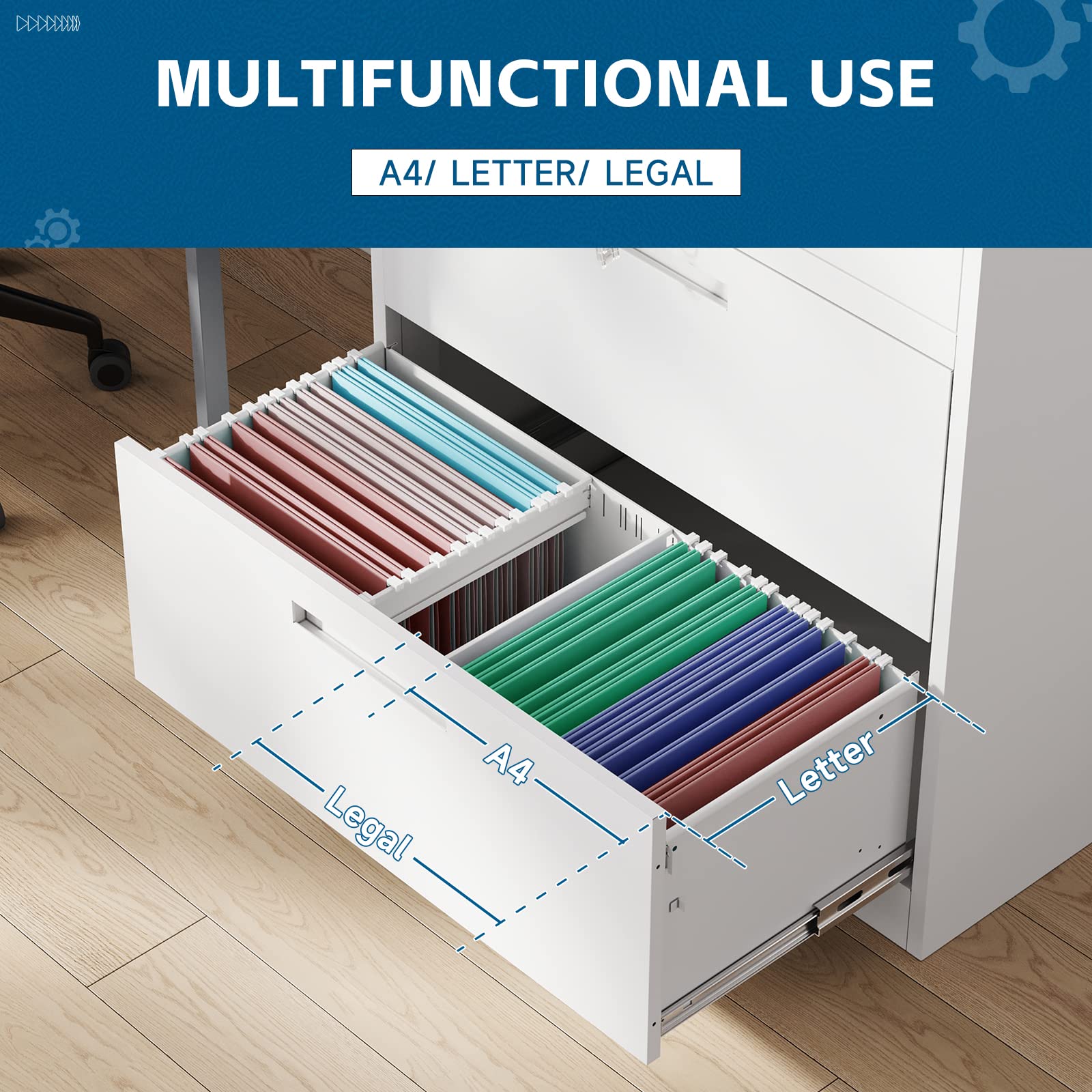 PEUKC White 2-Drawer Metal File Cabinet for Office & Home